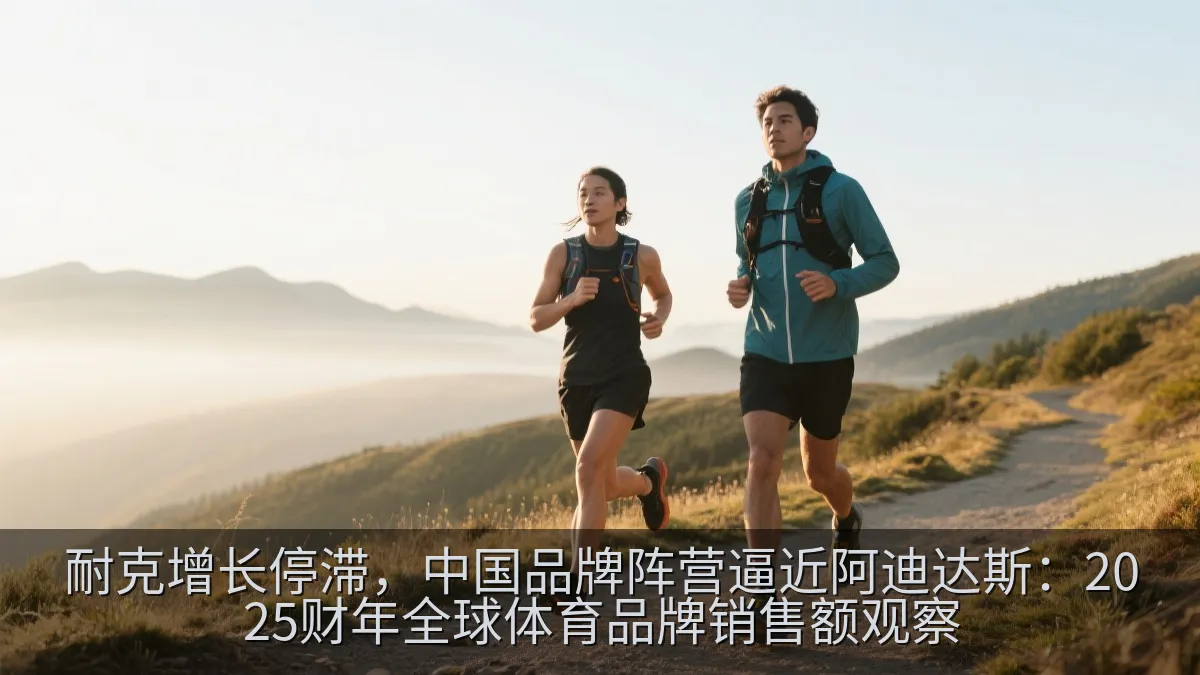 户外跑步者穿着专业运动装备，在山地步道训练